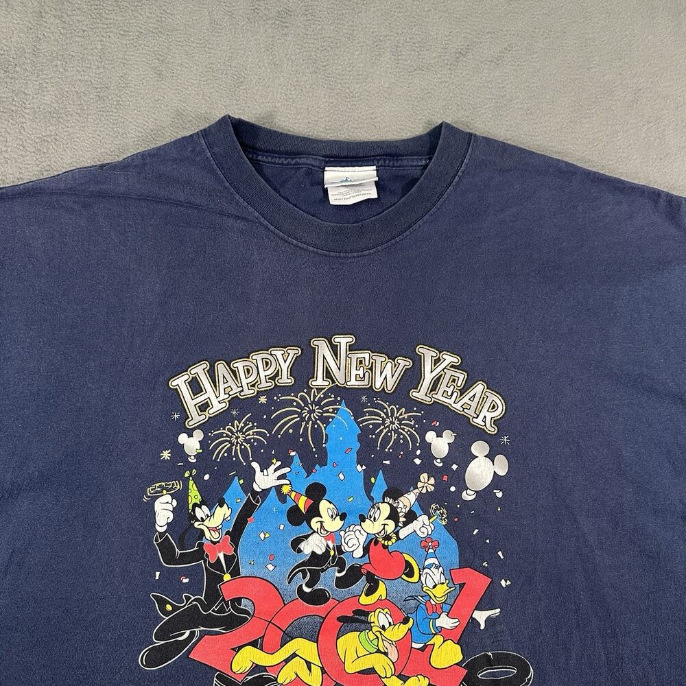 VTG Disneyland Mickey Minnie Mouse 2001 Happy New Year Disney T-shirt Size 2XL - Picture 6 of 11